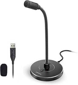 CMTECK Microfone de computador USB G009, microfone de mesa com cancelamento de ruído para PC/laptop para conversas online, estúdio em casa, podcasts, jogos, Skype, YouTube com função