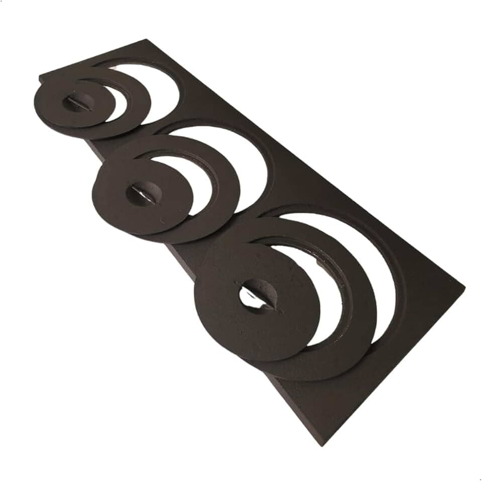 Chapa para fogão a lenha de ferro fundido com reduções e tampas