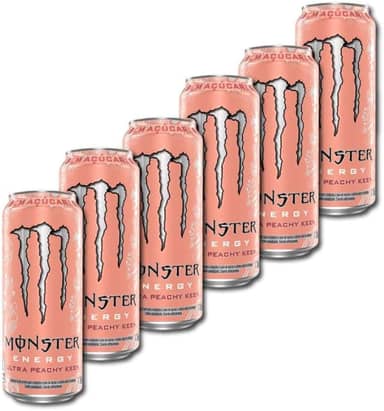 Pack de Monster Ultra Peachy Keen Zero Açúcar - 6 unidades de 473ml