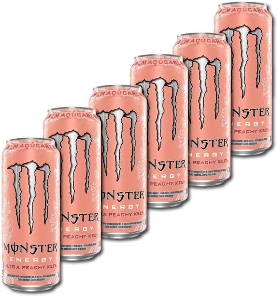 Pack de Monster Ultra Peachy Keen Zero Açúcar - 6 unidades de 473ml