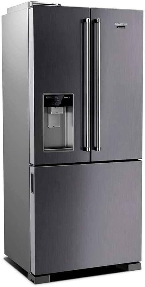 Geladeira Brastemp Gourmand Frost Free Side Inverse 3 Portas Água e Gelo na Porta 515 litros Inox - BRH86AR 220V
