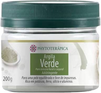 PHYTOTERAPICA- Argila Verde -Aromaterapia -Máscara facial e corporal - Para uma pele equilibrada e livre de impurezas, indicada para cuidados com a pele e cabelos, ajuda a controlar a oleosidade -200g