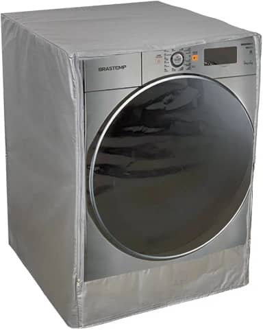 Capa Maquina Lava e Seca Brastemp 10 kg Abertura Frontal Transparente com Ziper Cinza