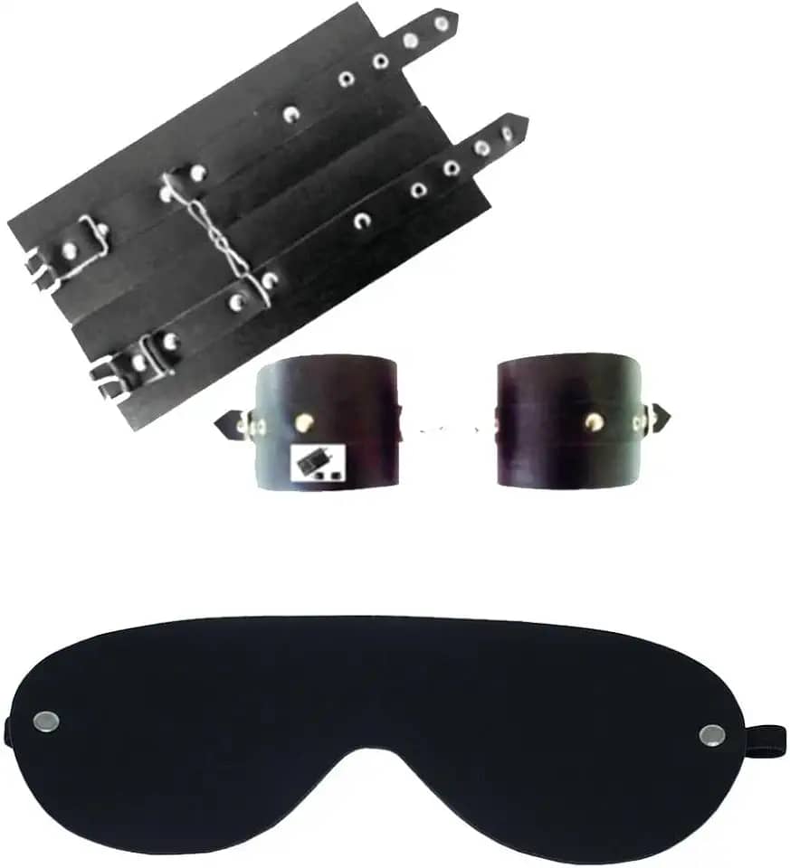 Kit Fetiche para Casal com Venda e Algema em Couro