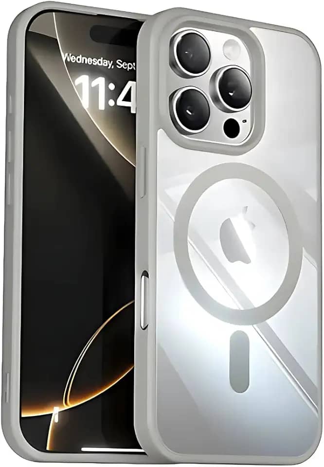 Capinha Case Capa Transparente Basic Anti Impacto Bordas Elevadas Magnética Premium Luxo Para iPhone (Cinza, iPhone 12 Pro Max / 13 Pro Max)