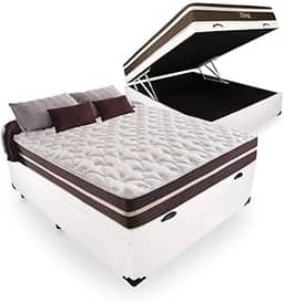 Cama Box Com Baú Casal + Colchão De Molas - Anjos - Classic Superlastic 138cm