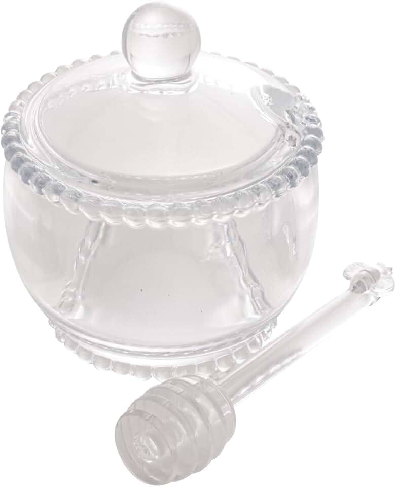 WOLFF - Meleira de Cristal com Colher - 10cm x 10cm x 11cm - Linha Pearl - 200ml
