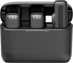 [para Android] ULANZI Microfone de lapela sem fio J12 para telefone USB C, microfone plug-play 2 em 1 com capa de carregamento para telefone entrevista de gravação de vídeo