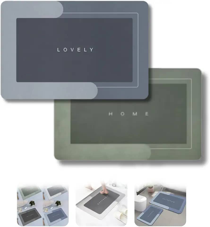 Kit 2 Tapetes Magicos Antiderrapantes Absorventes para Banheiro, 60x40 cm