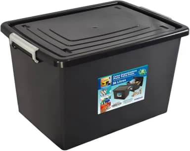 Arqplast - Organizadora 56L Com Tampa Preta Trava Prata Arqplast 25793