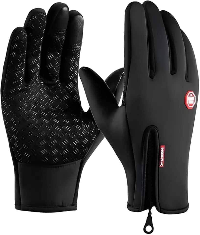 Par de Luvas Térmicas Touch Screen Semi-Impermeáveis para Motoqueiro Unissex e Resistente ao Frio e Chuva Ideal para Motoboy, Motociclista, Ciclista, Bike, Delivery e Uso Diário