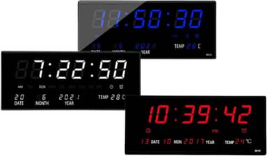 RELÓGIO de Parede LED DIGITAL Super Grande Para Academia Consultorio Sala de Espera Alto Brilho com Termômetro Data e Hora Alarme e Cronometro 3x15x36 BAnpinSH