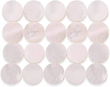 20 peças de incrustação de escala de guitarra, marcadores de 6 mm com pontos embutidos concha de pérola branca para violão, bandolim, baixo, ukulele, banjo, decoração