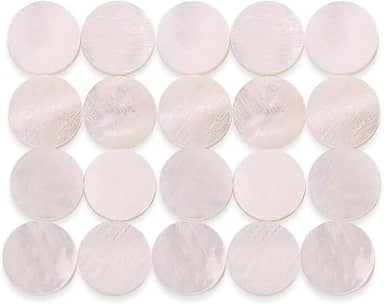 20 peças de incrustação de escala de guitarra, marcadores de 6 mm com pontos embutidos concha de pérola branca para violão, bandolim, baixo, ukulele, banjo, decoração