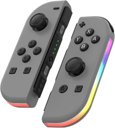 Waillynice Controle RGB sem fio para Switch/OLED, sensor de movimento de vibração, Bluetooth, tipo C, 12 opções de cores (cinza)