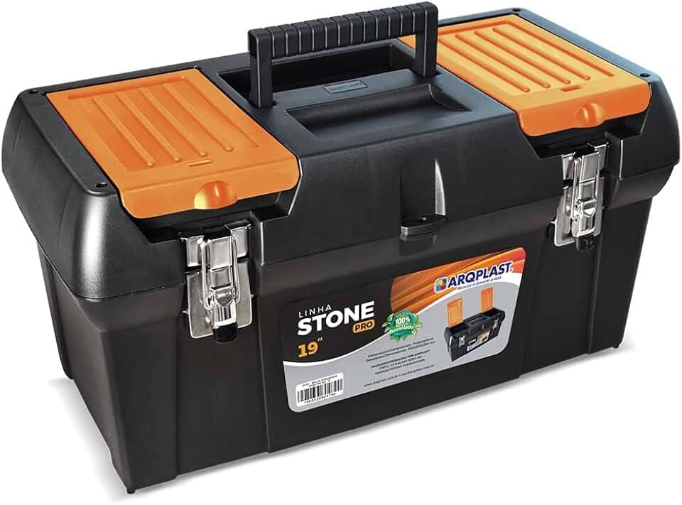 Caixa de Ferramenta Maleta Stone Pro 19" Trava de Aço Arqplast