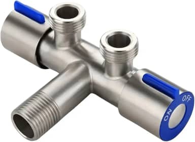 Torneira Dupla T Maquina de Lavar Válvula Dupla duas saídas de àgua Aço Inox para Ducha Higiência e Vaso Sanitário Torneira para Maquina (Prata)