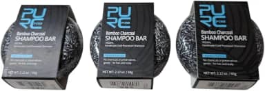 Shampoo Bambu Carvão Vegetal PURE Escurece Cabelo Barba Promove Crescimento Saudável Cabelos Secos Danificados Embalagem 3 Unidades escurecer branco escurecedor temporário