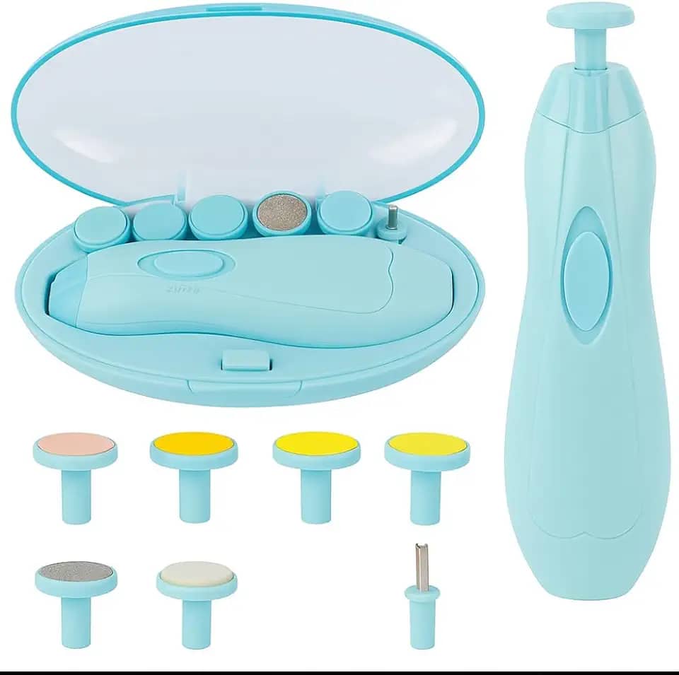 Cortador e Lixa de Unha Elétrico para Bebês 6 em 1 com Luz LED Silencioso e Seguro, Estojo Portátil Incluso, Ideal para Recém-Nascidos, Crianças e Adultos – Fácil e Indolor (Azul)