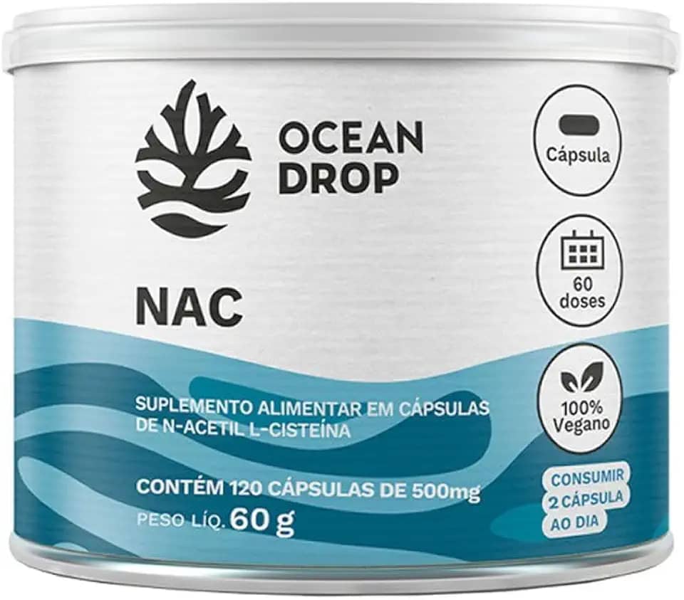Suplemento Alimentar em Capsulas NAC de N-Acetil L-Cisteina 120 Capsulas de 500mg Ocean Drop