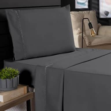 Jogo de Cama Classic Solteiro Percal 400 Fios Ponto Palito 03 Peças, Antiácaro, Anti-pilling com Toque Macio - Chumbo