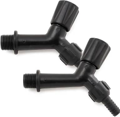Kit 2 Torneiras Plásticas para Jardim, 1/2 Polegada, 10 cm, Preta, com Bico para Mangueira 3/8