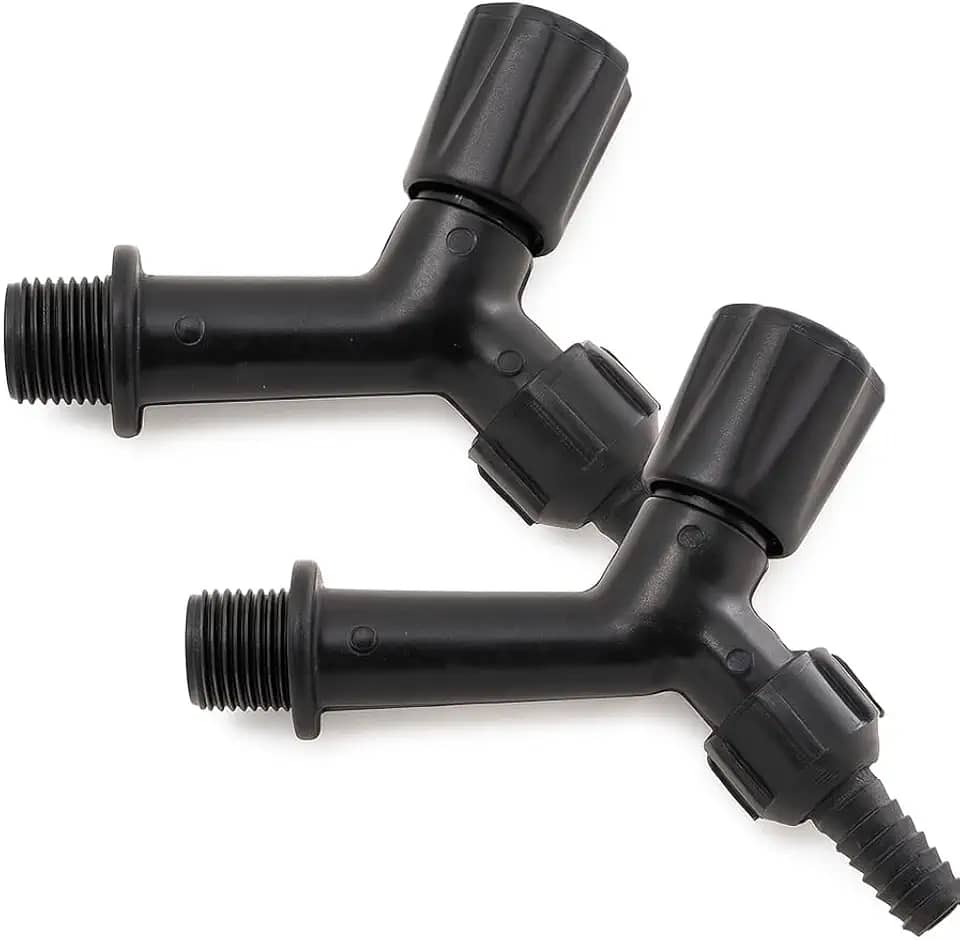 Kit 2 Torneiras Plásticas para Jardim, 1/2 Polegada, 10 cm, Preta, com Bico para Mangueira 3/8