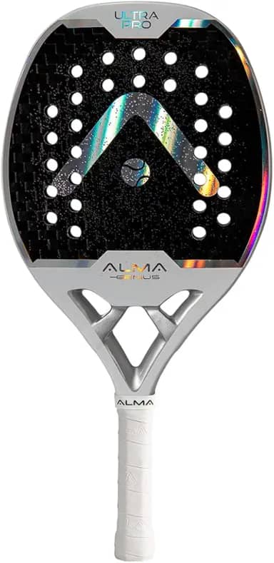 Raquete Beach Tennis Carbono 12K Ultrapro Branca e Prata Alma Genius