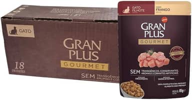 Ração Úmida GranPlus Gourmet Gatos Filhotes Frango 85g - Pack com 18 unidades
