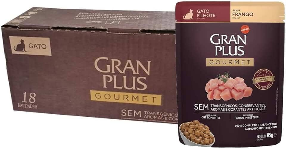 Ração Úmida GranPlus Gourmet Gatos Filhotes Frango 85g - Pack com 18 unidades