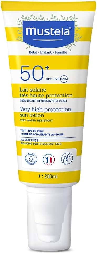 Mustela Solares Protetor Solar Fps 50+ 200 Ml - Filtro Solar Rosto E Corpo Para Bebês Crianças E Adultos - Alta Proteção Contra Raios Uva E Uvb Fórmula Hipoalergênica Para Todos Os Tipos