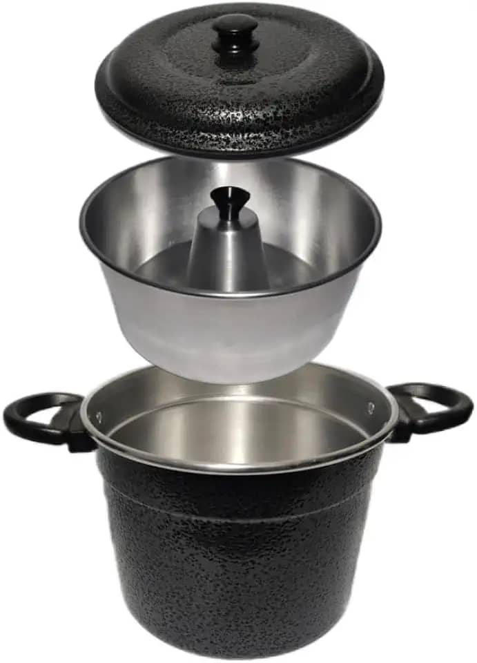 Kit Forma Pudim Banho Maria e Panela de Alumínio Preta Craqueada