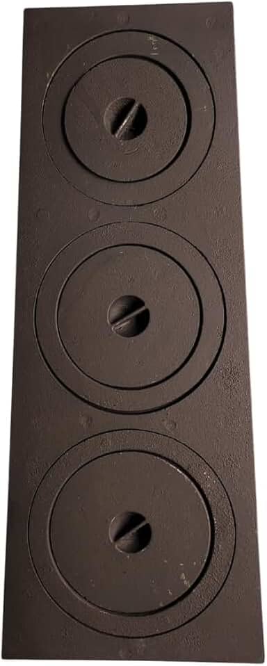 Chapa Mineira para fogão a lenha de ferro fundido com reduções e tampa