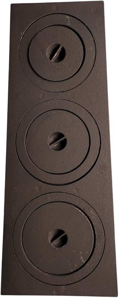 Chapa Mineira para fogão a lenha de ferro fundido com reduções e tampa