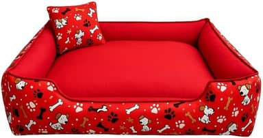Caminha Pet Luxo com Fundo Impermeável – Cama Macia para Cachorro e Gato com Zíper Removível(Vermelho,GG - 70X60)