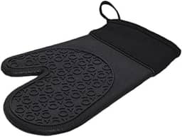 Mimo Style Luva de Silicone Preta com Tecido no Pulso, Suporta Temperaturas de Até 220ºC Sem Transferência de Calor e Sem Causar Ferimentos às Mãos