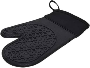 Mimo Style Luva de Silicone Preta com Tecido no Pulso, Suporta Temperaturas de Até 220ºC Sem Transferência de Calor e Sem Causar Ferimentos às Mãos