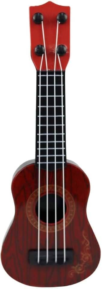 Mini Cavaquinho Infantil de Brinquedo, Instrumento Musical para Crianças (Marrom Escuro)