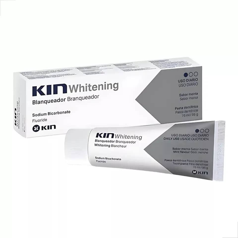 Kin Whitening Pasta Dente Clareadora 75ml Clareamento Dentes Proteção Esmalte Oral Brilho Dental Redução Mancha Amarelo