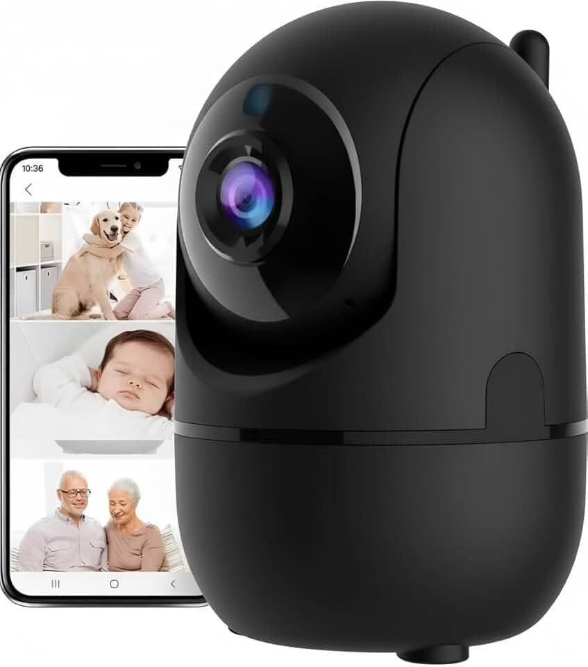 Camera IP WiFi Giratória 1080p Estilo Babá Eletrônica Pet Remota Com Visão Noturna Alerta De Movimento Microfone Infravermelho Sem Fio Interna Câmera Panorâmica Detecção de Movimento Compacta (Preto)