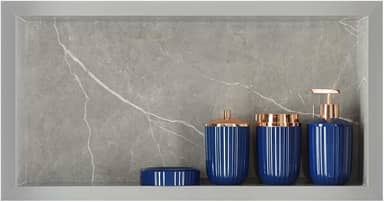 Nicho Em Porcelanato P/Banheiro Cinza Marmorizado 61x31x11 Cm