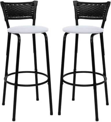 2 Cadeira Bancada Cozinha Bistro Alta Americana Gourmet de Junco(BRANCO)