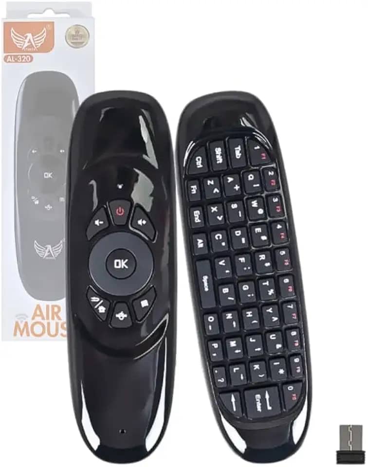 Controle Air Mouse com Teclado QWERTY, Sensor de Movimento 2.4GHz, 10m Alcance, para Smart TV e PC