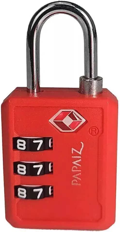 Cadeado Com Segredo Numérico 3 Dígitos Tsa Zamac 30pl Papaiz (Vermelho)