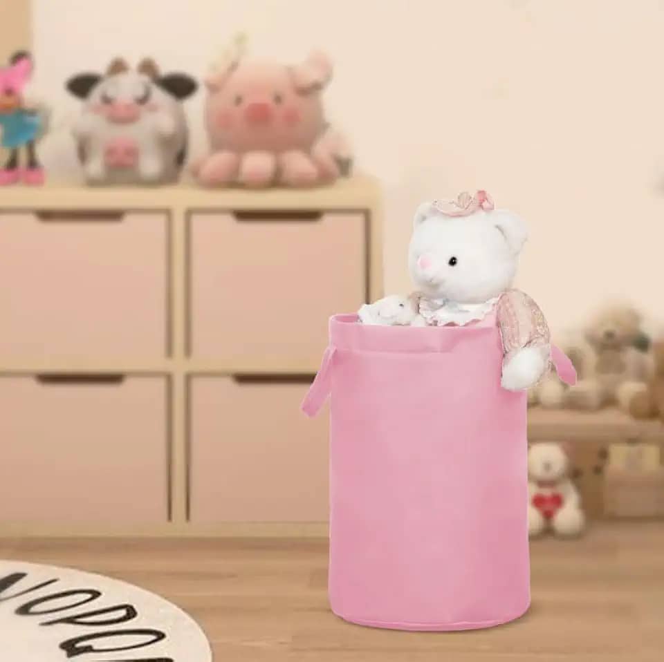 Cesto De Roupa Suja Brinquedos Organizador Multiuso Dobrável Grande 48L e 75L Guarde Bem (Rosa Bebê, 75L)