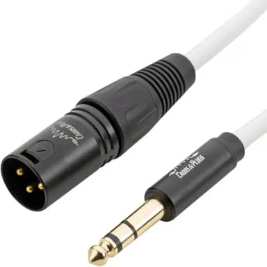 Cabo P10 Stereo TRS - XLR Macho fio branco, marca Cabos & Plugs cobre OFC conector banhado a ouro, para instrumentos musicais (1UN, 150cm)