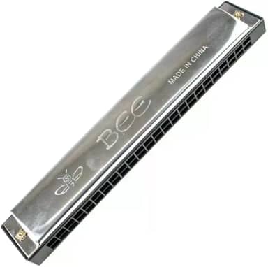 Gaita de Boca Diatônica Harmônica, 24 Furos, Azul, Aço Inoxidável e ABS, Afinação em Dó (C), 19.3cm