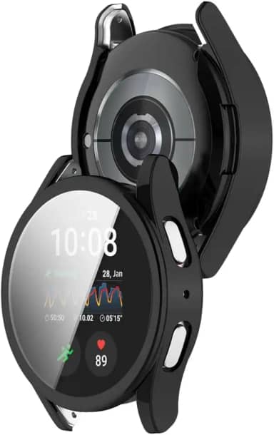 Capa com Película de Vidro Nerdcase Compatível com Samsung Galaxy Watch 6 40mm, Preto