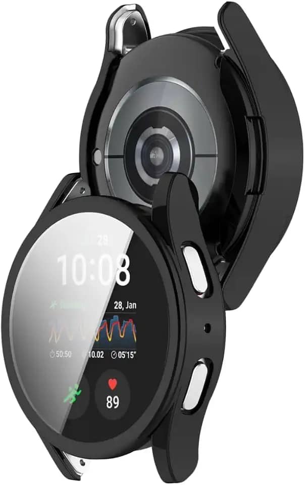 Capa com Película de Vidro Nerdcase Compatível com Samsung Galaxy Watch 6 40mm, Preto