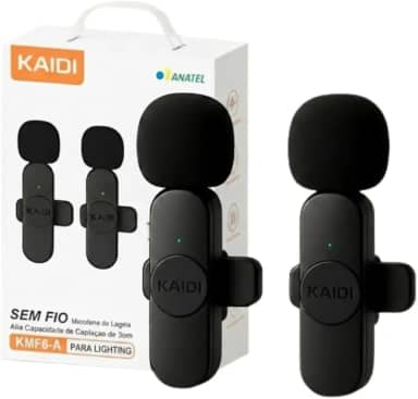 Microfone Lapela Sem Fio Profissional – Áudio Cristalino com Redução de Ruído | Compatível com iPhone. Para Vídeos, TikTok, YouTube e Lives (Lightning, até Iphone 14)